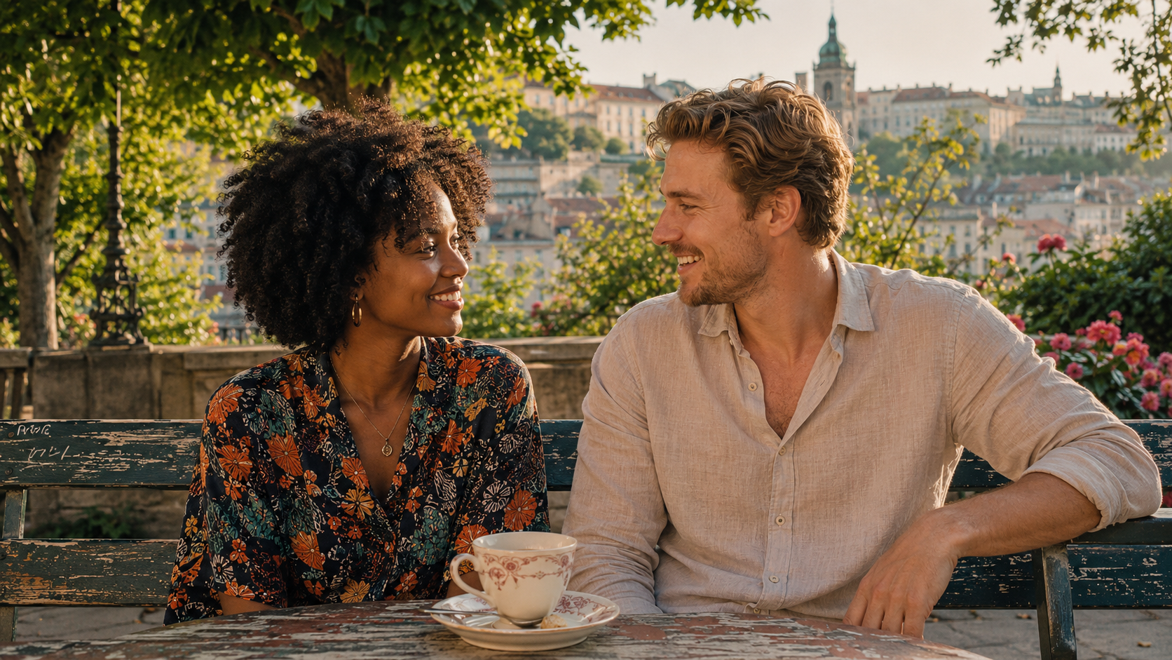 Un homme blanc et une femme noire sont dans un rendez-vous amoureux