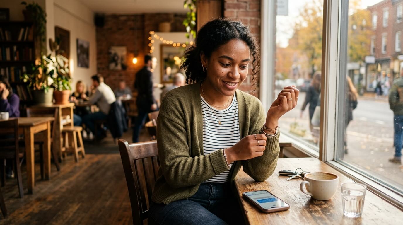 Jeune femme qui patiente avant un premier rdv, entre stress et excitation