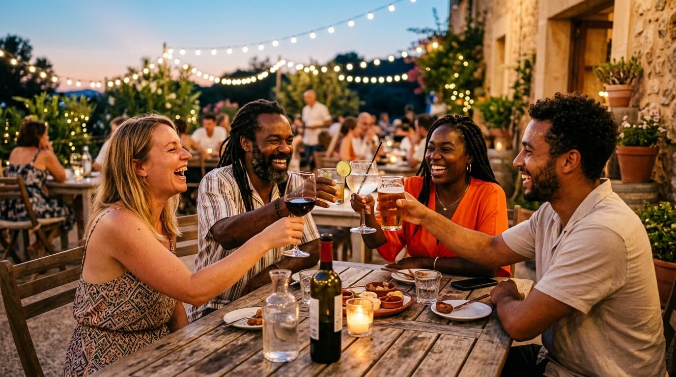 Groupe d'amis d'origines diverses réunis, symbole d'une rencontre sans fétichisation raciale
