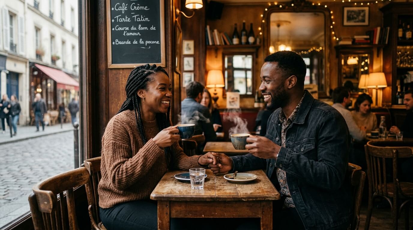 Couple sur un rooftop parisien au coucher du soleil pour un rendez-vous original