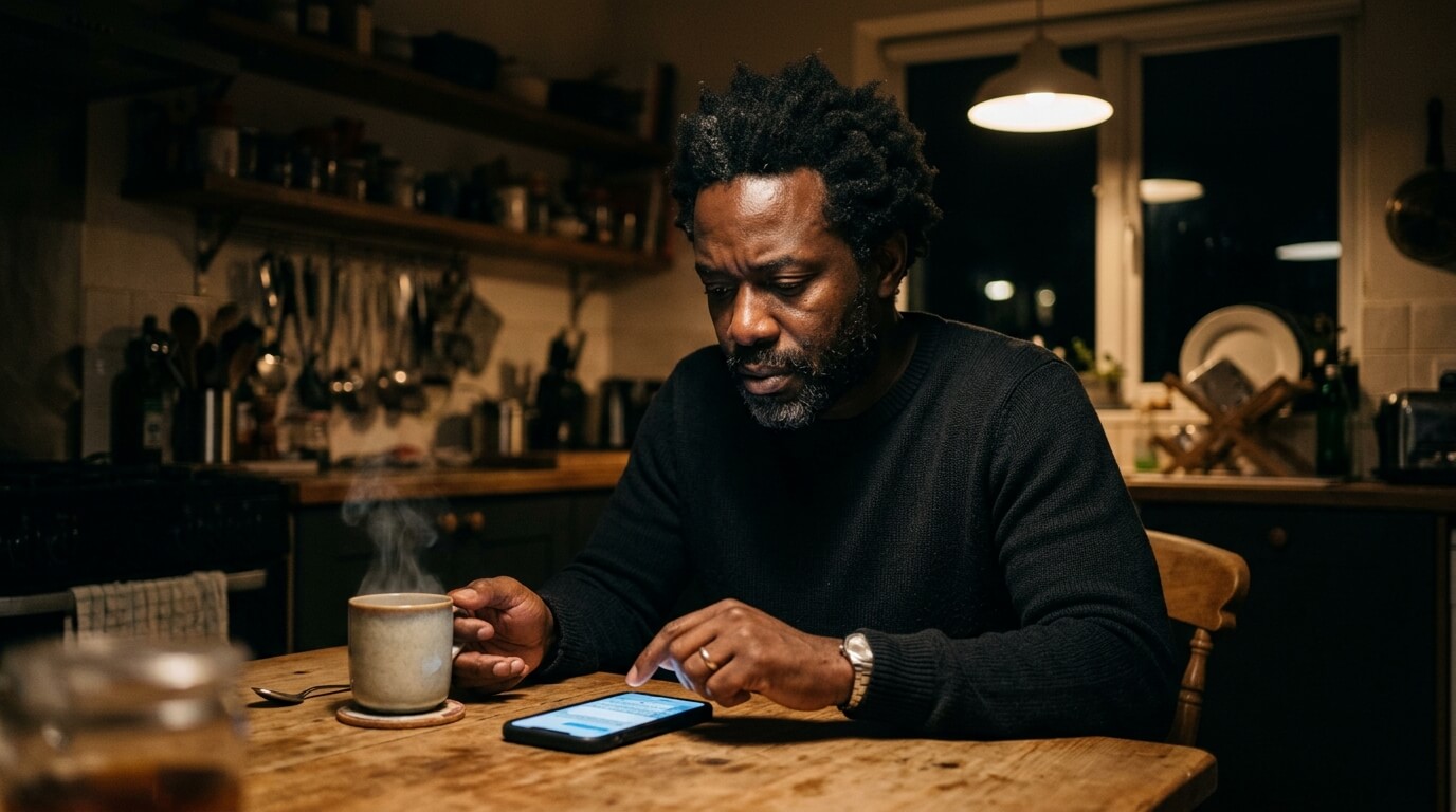 Homme antillais qui échange des messages avant de savoir quand se voir après une rencontre en ligne