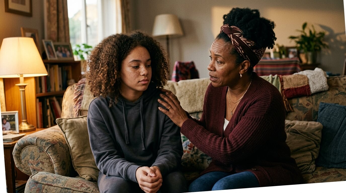 Mère et fille adolescente en pleine discussion sur l'identité biculturelle adolescent